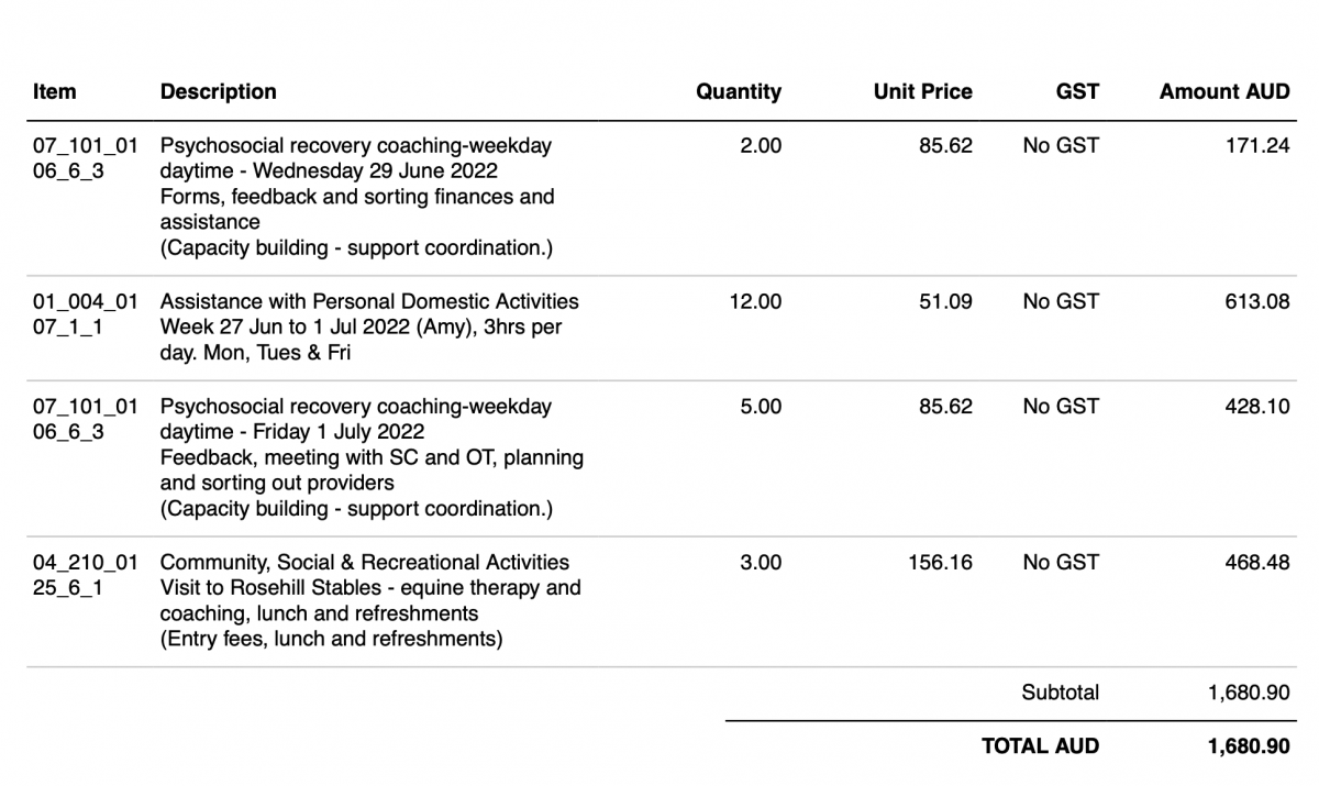invoice example